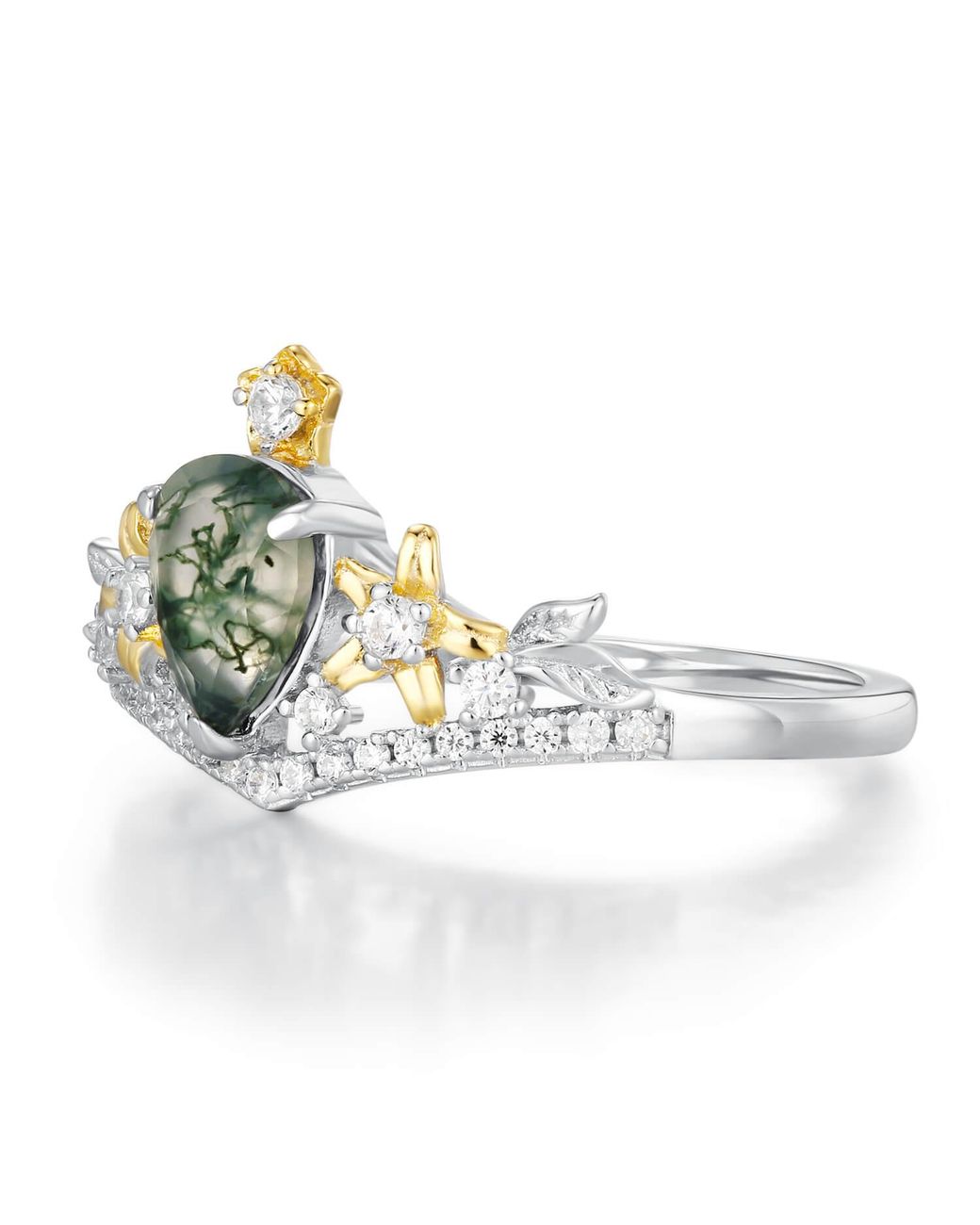 Azura Jewelry New York Brown Juniper Dream Moss Agate Ring Vermeil