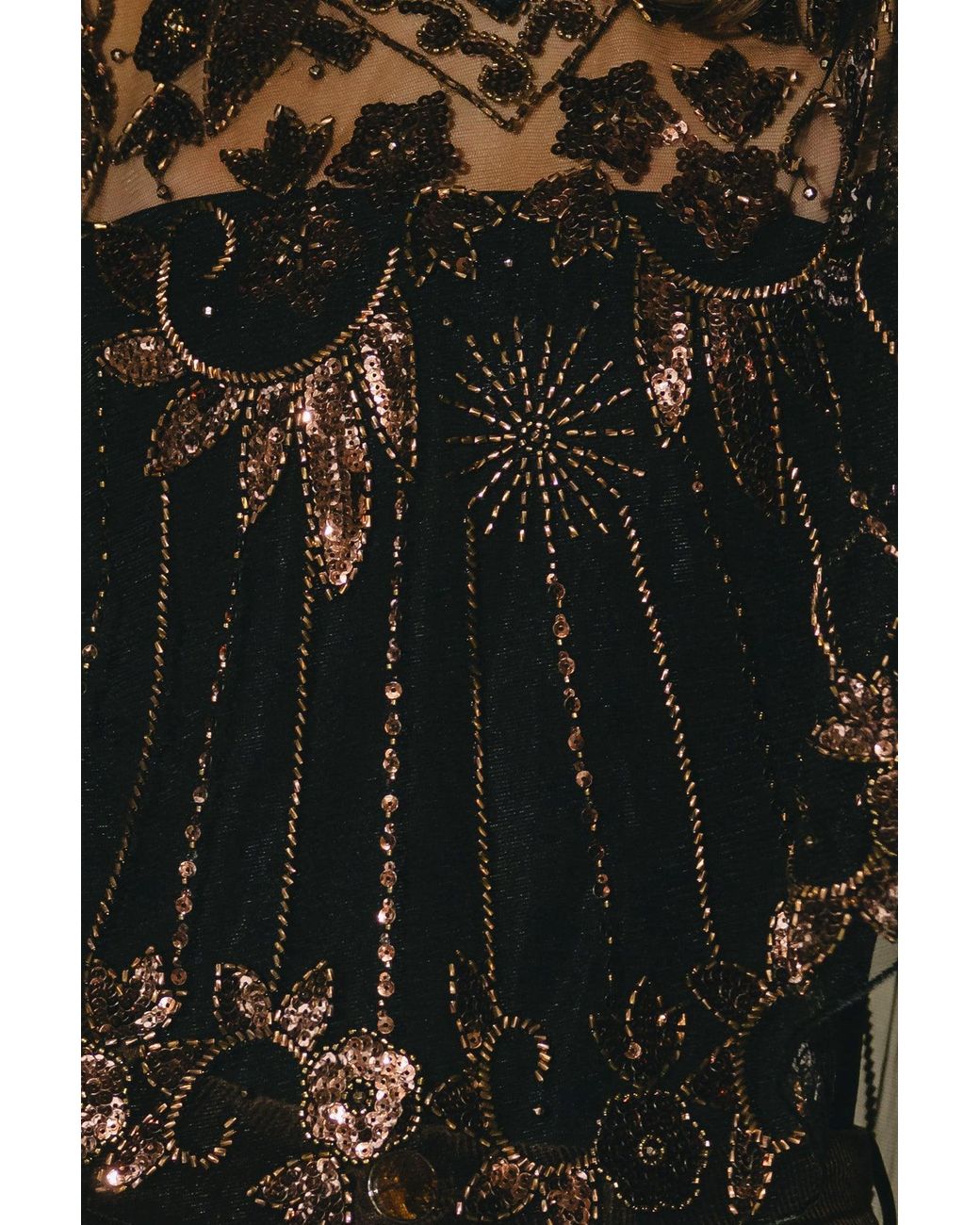 Traffic People Black Rose Talitha's Dream Sheer Bronze Beaded Sequin Poncho Top