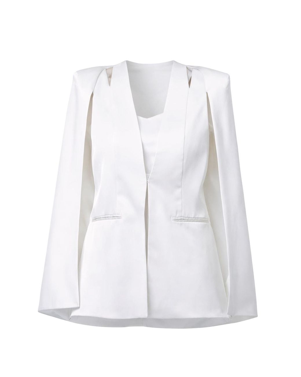 Zafur White Medinah Cape Blazer