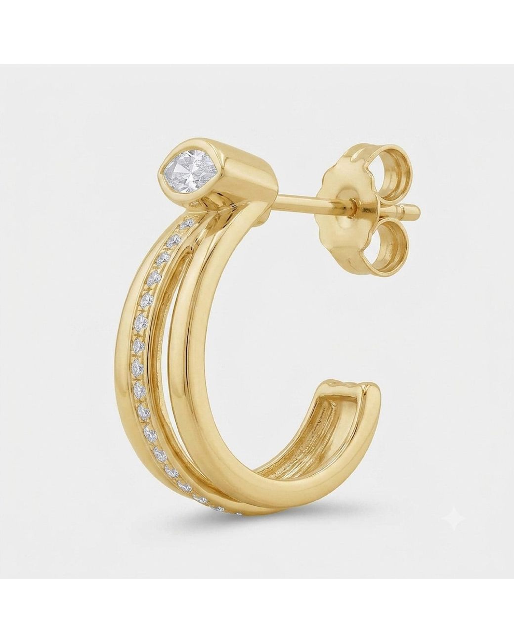 Artisan Metallic 14K Marquise Diamond Open Hoop Earrings