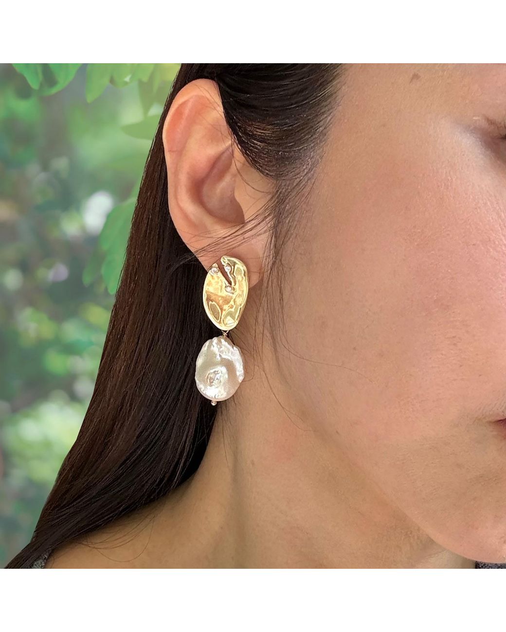 Rare Matters Jewelry Metallic Baroque Pearl Statement Earrings