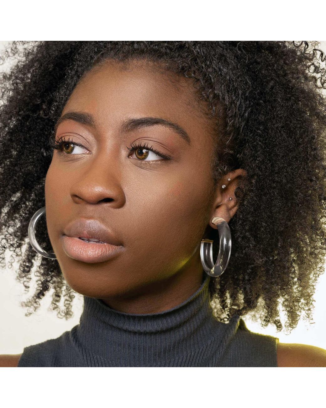 Gold & Honey White Small Clear Illusion Hoop Earrings