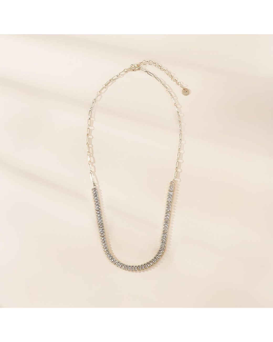 Rare Matters Jewelry Metallic Clear Crystal Stream Necklace
