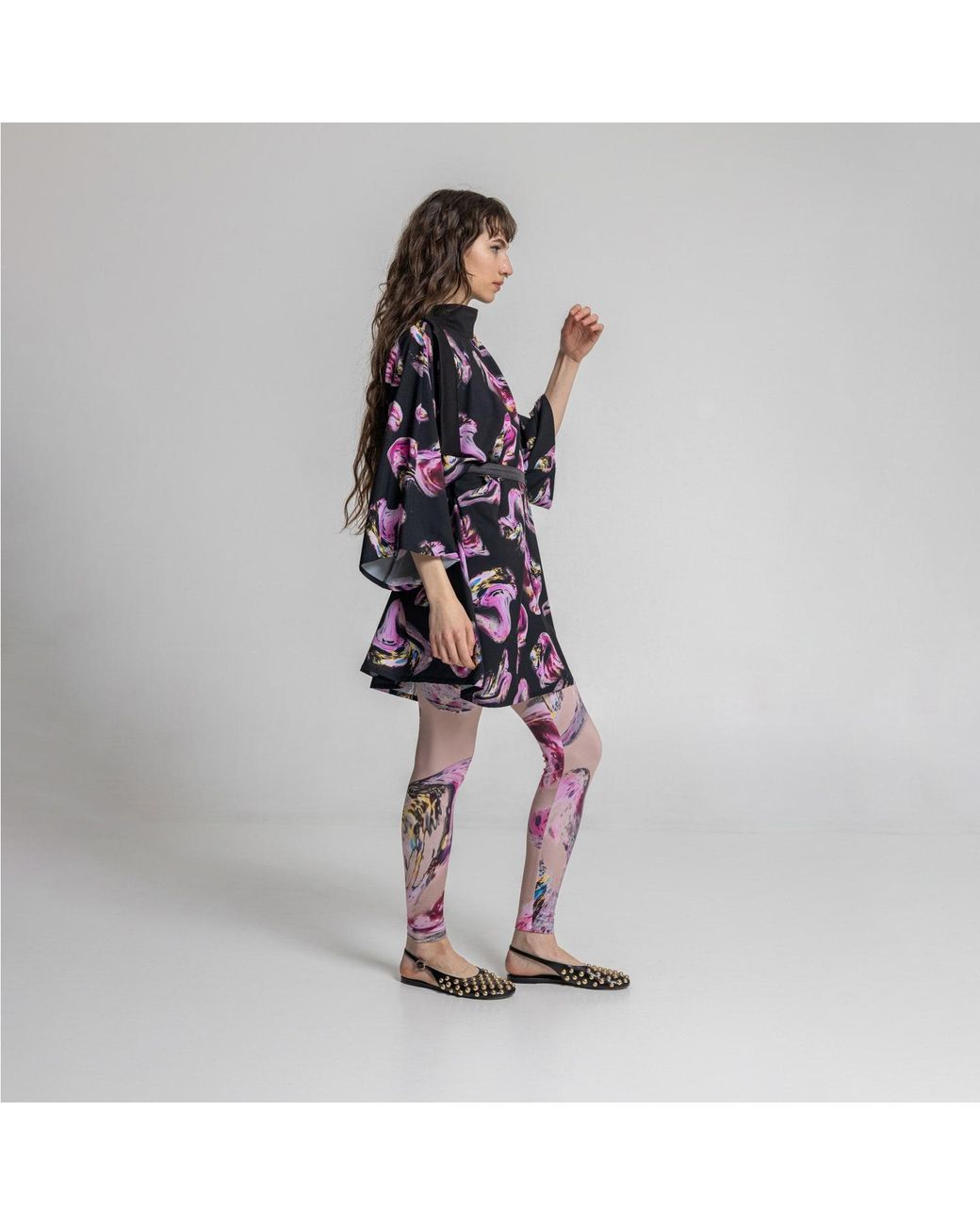 ARTISTA Black Rose Silky High Neck Mini Dress