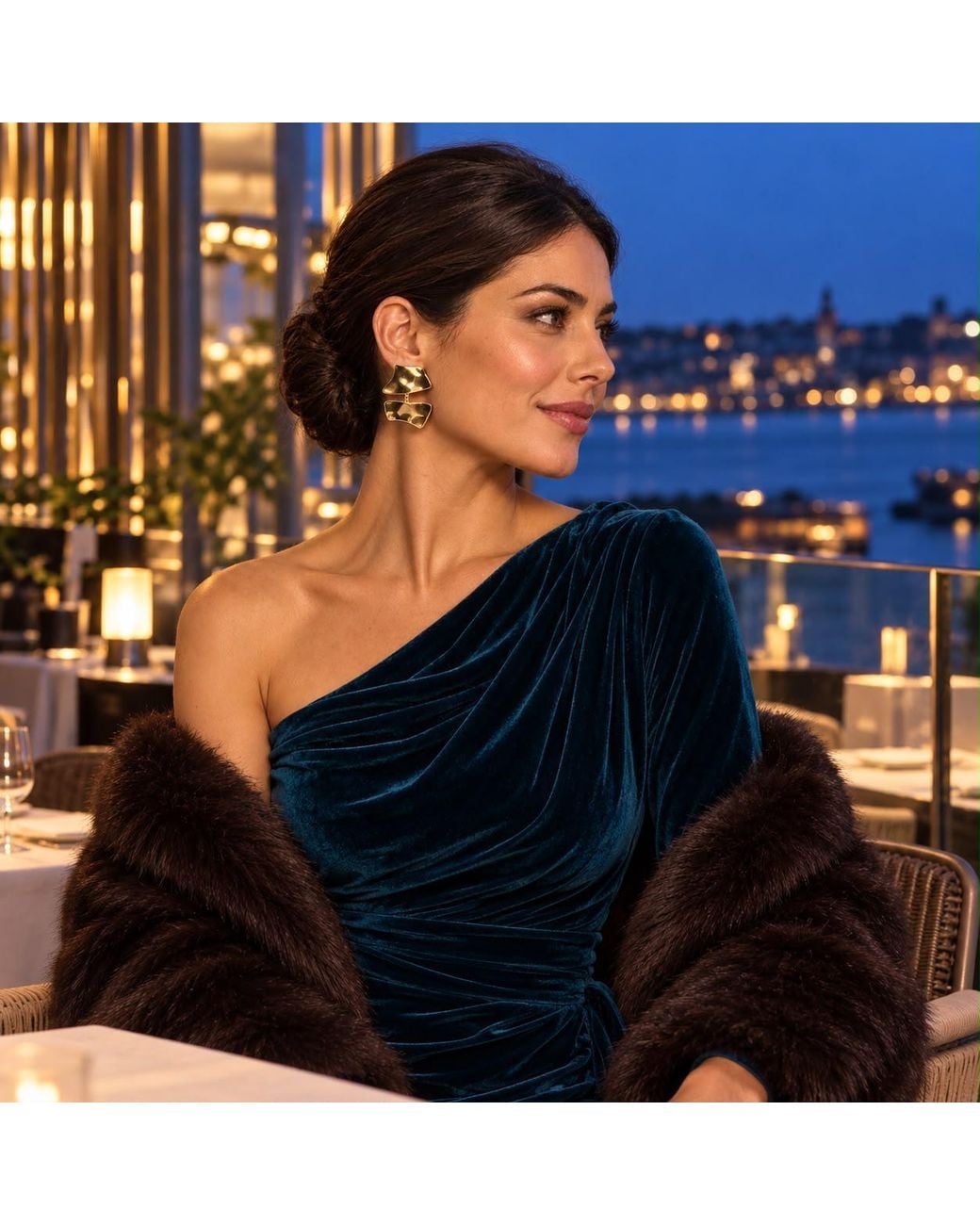 By Ozge Metallic Sculpted Wave Statement Drop Earrings