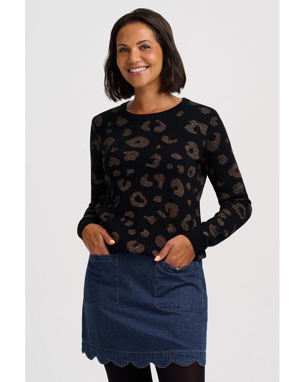 Sugarhill Black Rowena Sweater Bronze Leopard
