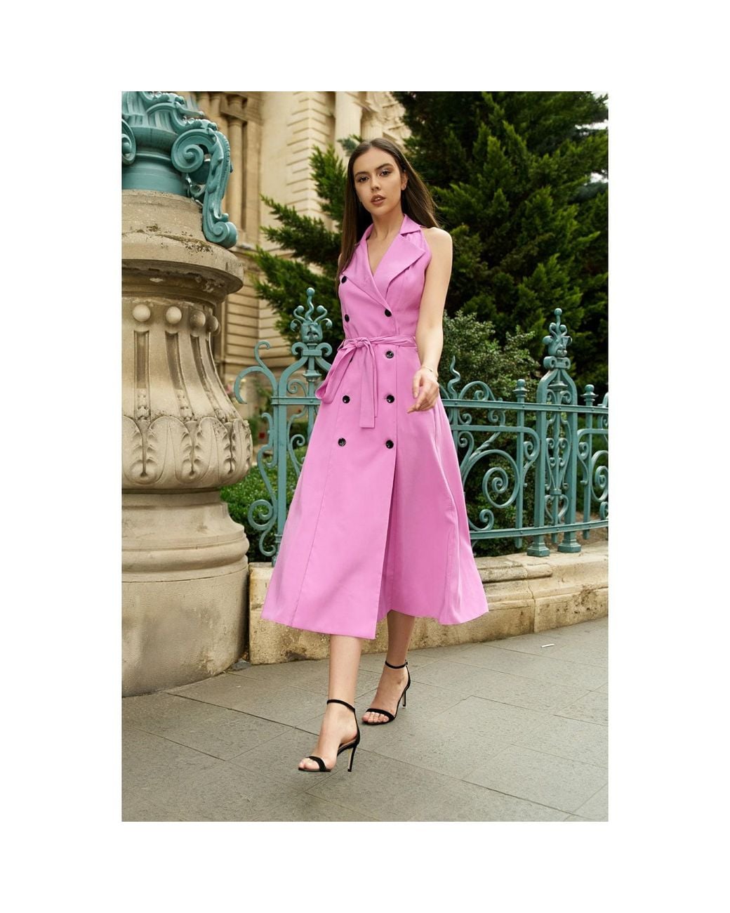 AVENUE No.29 Pink Viscose Midi Trench Dress