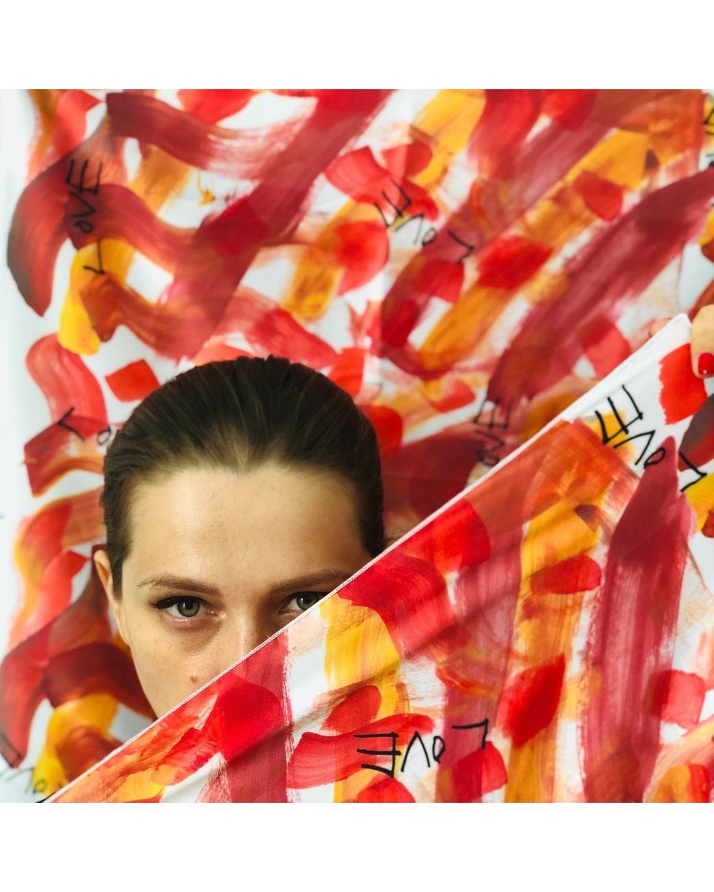 ARSHYS Orange Picasso Silk Scarf for men