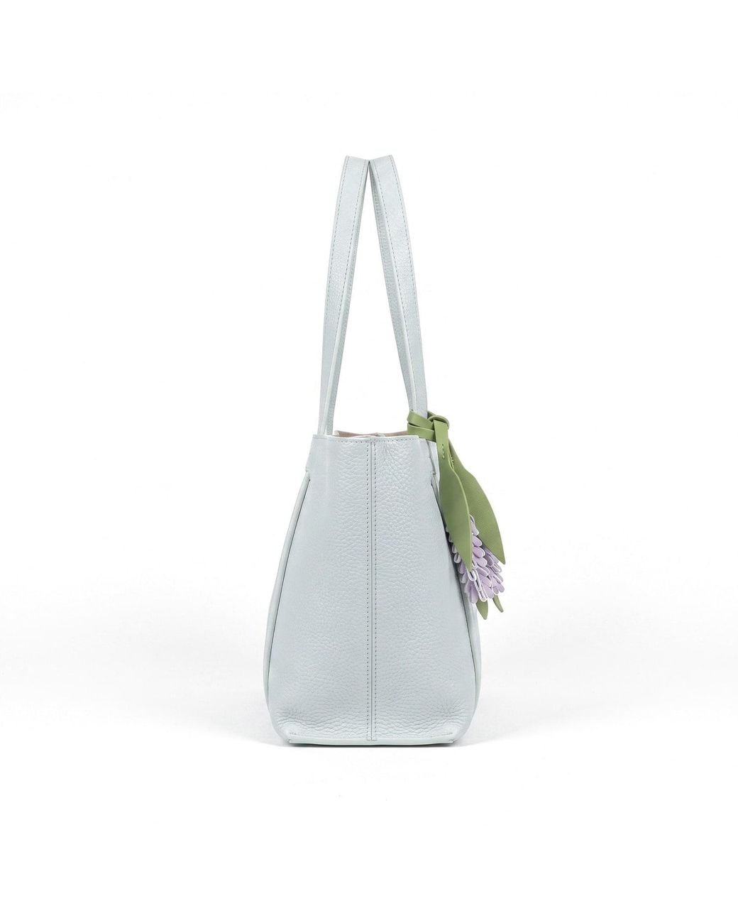 Modenaire Blue Pebbled Leather Tote Bag With Removable Pouch And Charm