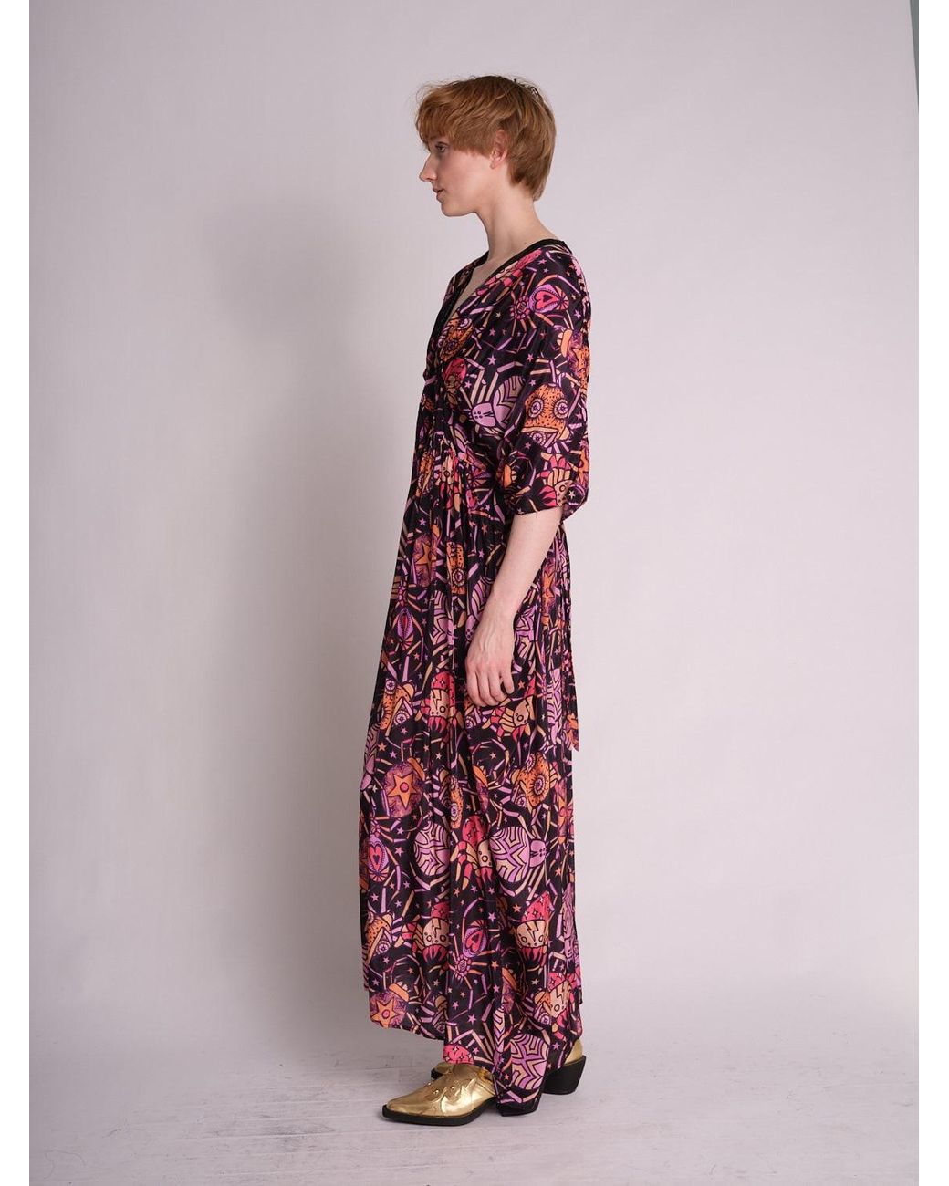 Any Old Iron Purple Spiders From Mars Kaftan Dress