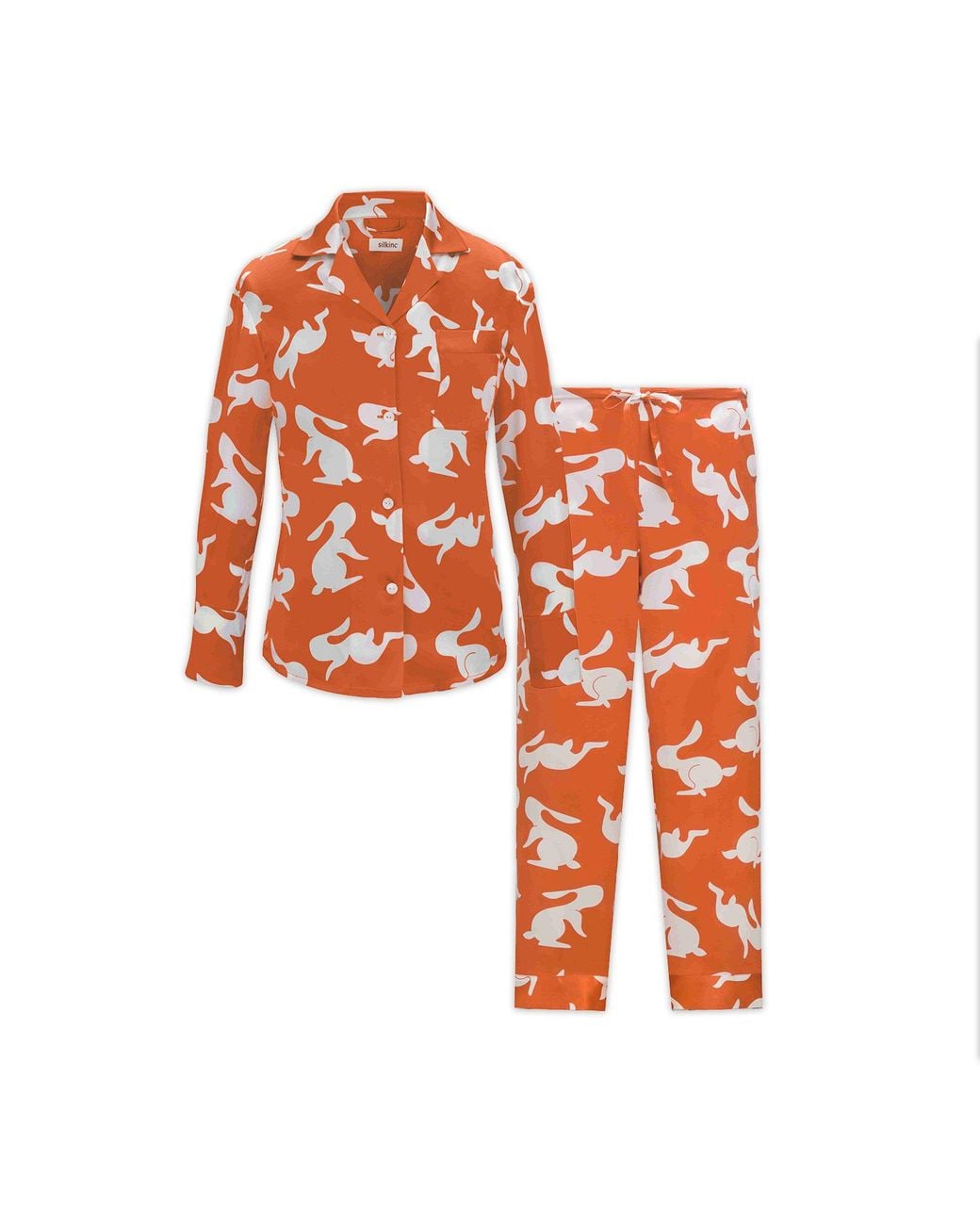 Silkinc Orange Rabbit Silk Pajamas Set