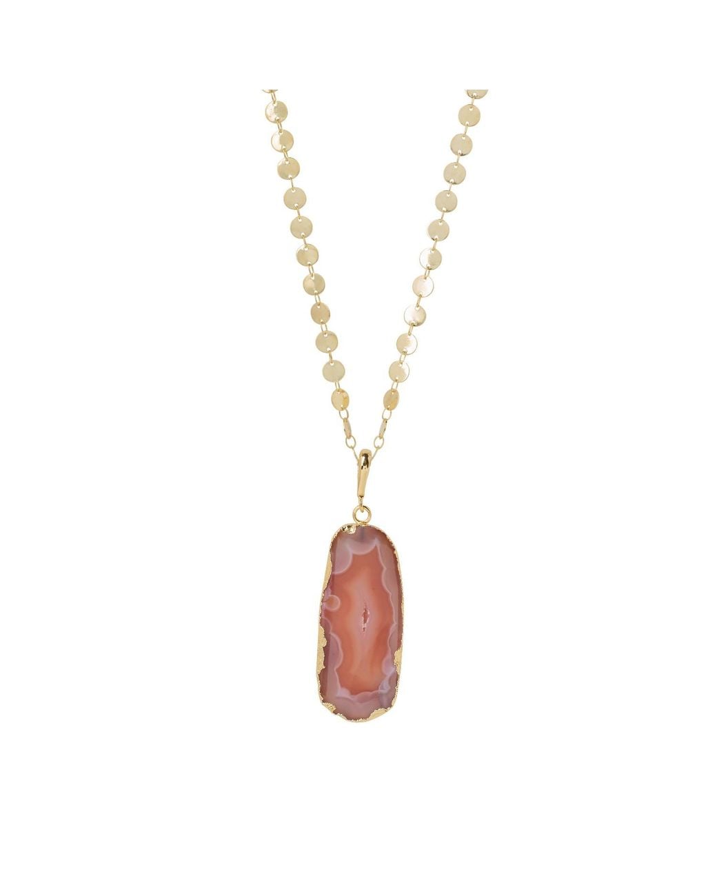 YAA YAA LONDON Metallic Ultra Long Caramel Agate Gold Pendant Necklace