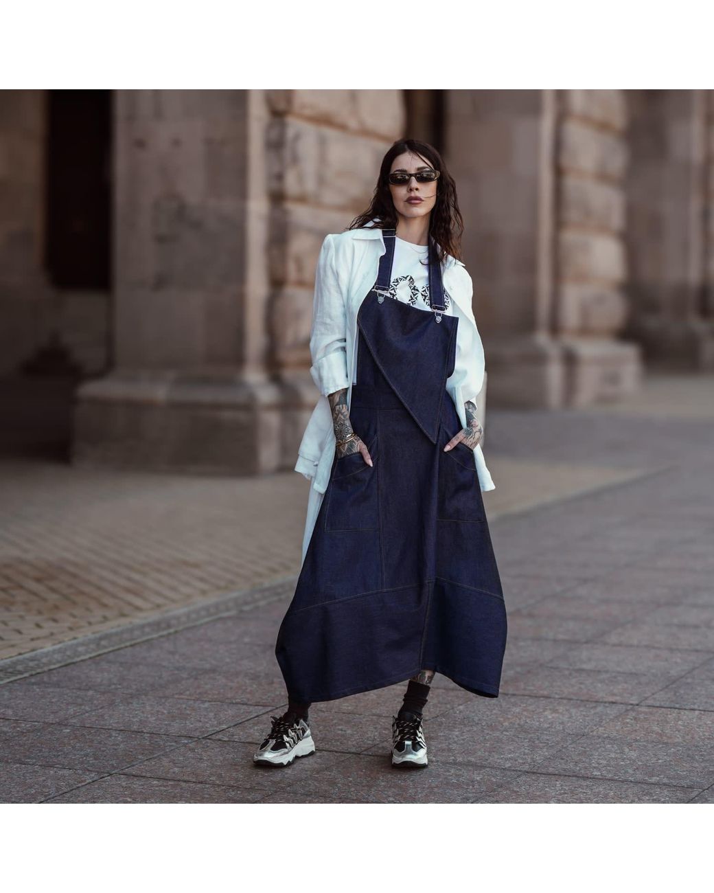 Metamorph Blue Avant-Garde Denim Pinafore Dress
