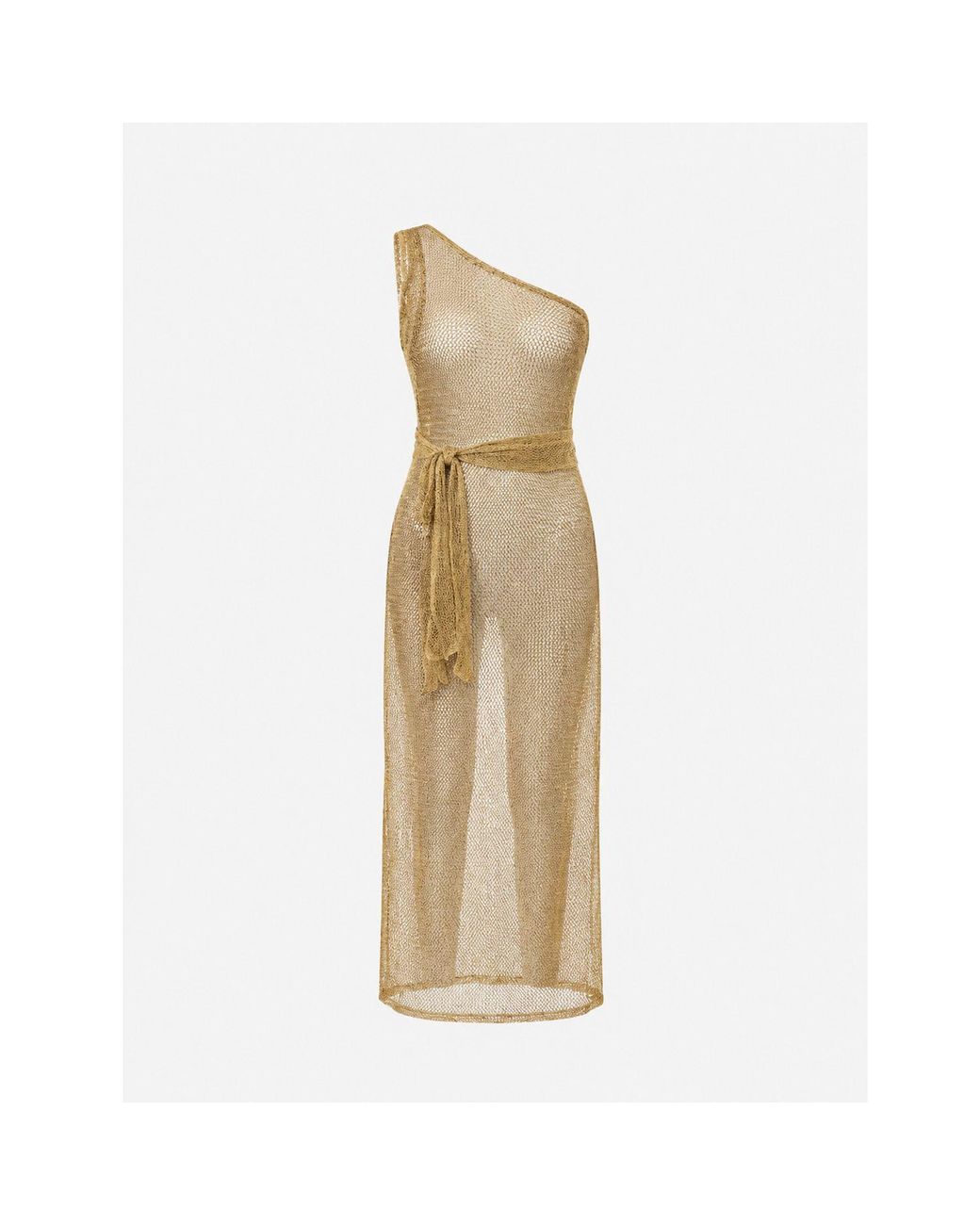 Women & Women Natural Metallic Mesh Cover-Up Dress