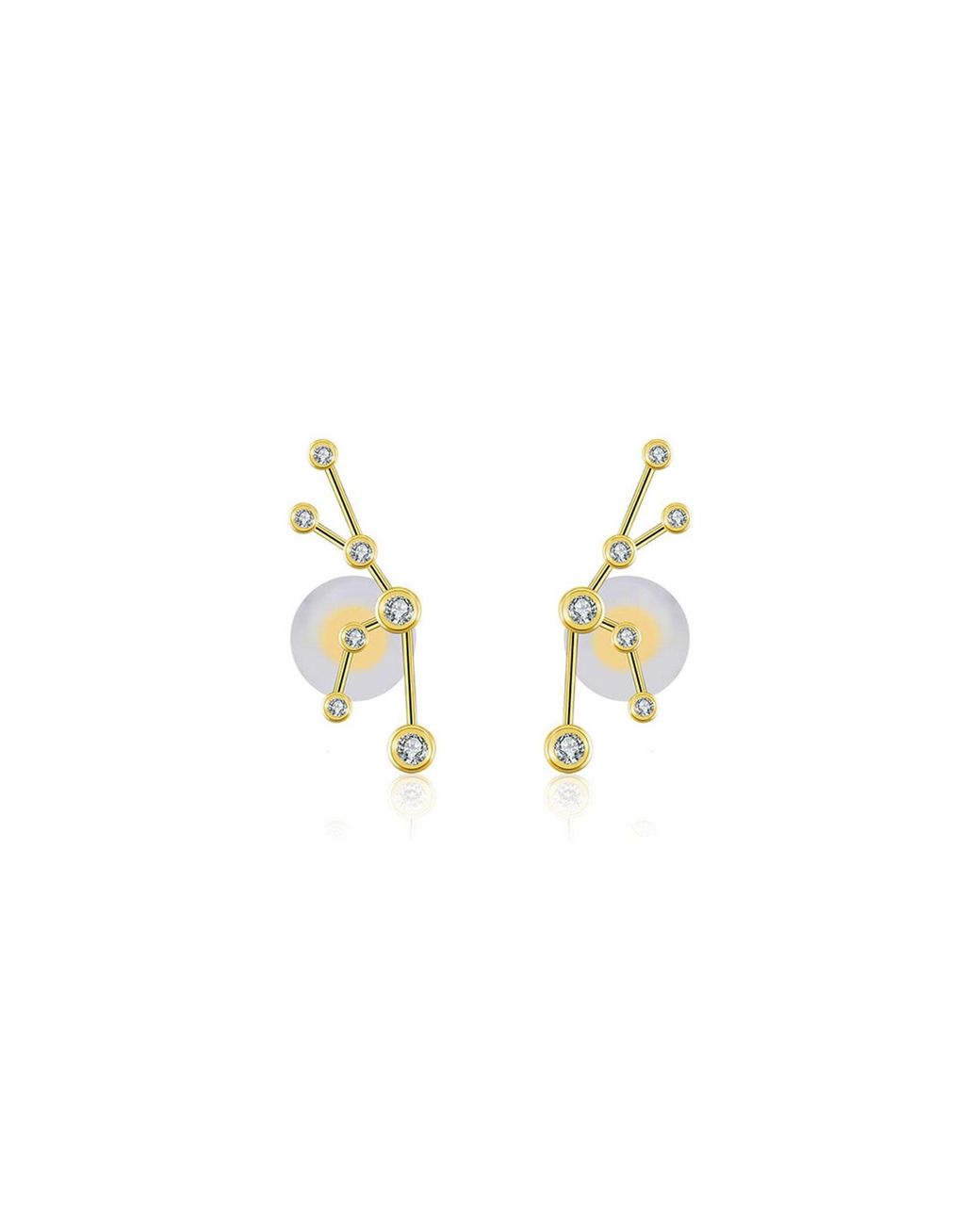 Genevieve Collection Metallic Taurus Zodiac Constellation Earring 18K & Diamond
