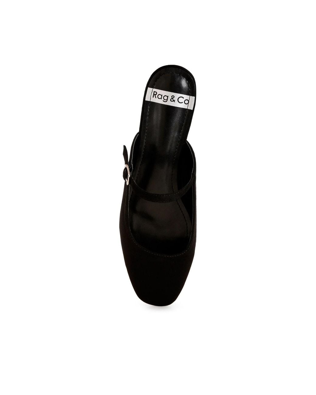 Rag & Co Black Dublish Square Toe Buckled Flats