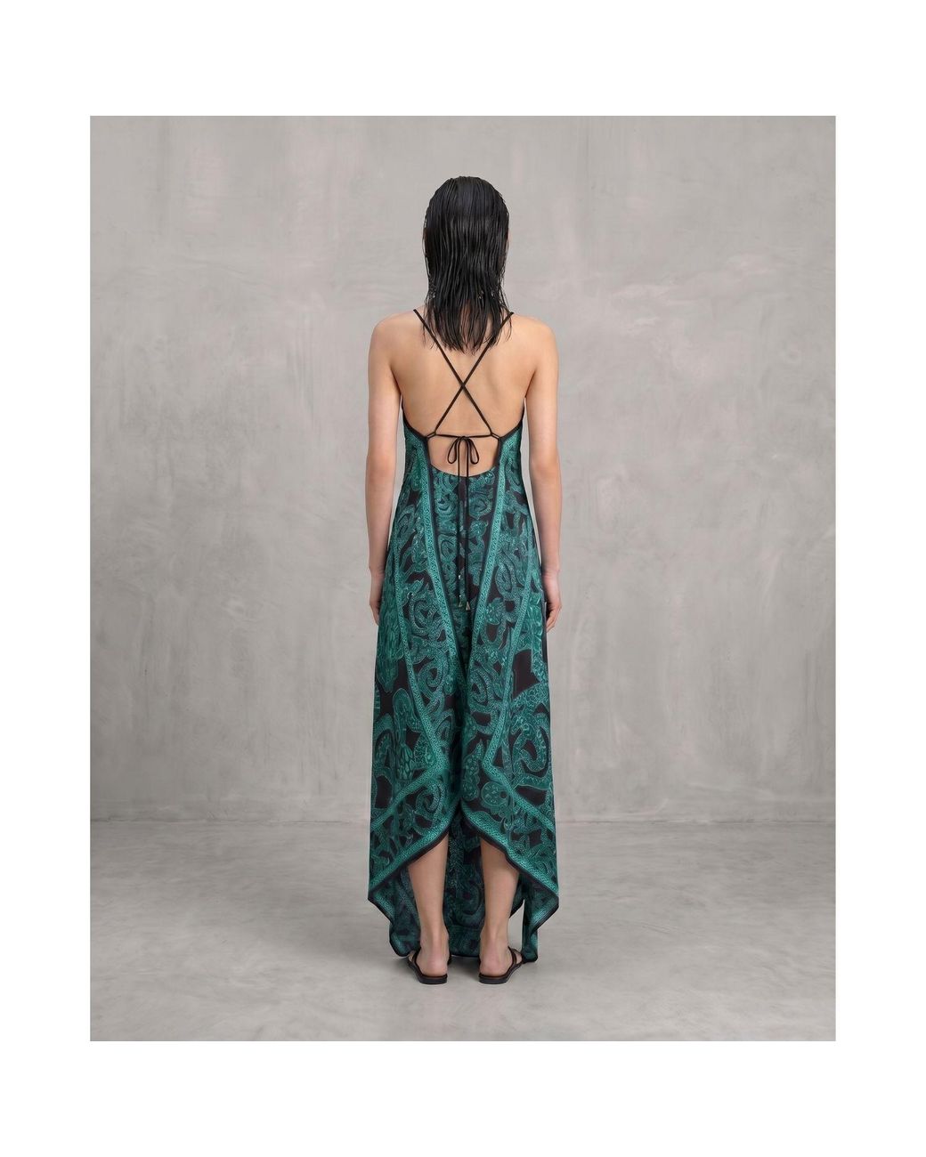 Monzlapur New York Green Silk Serpent Noir Dress