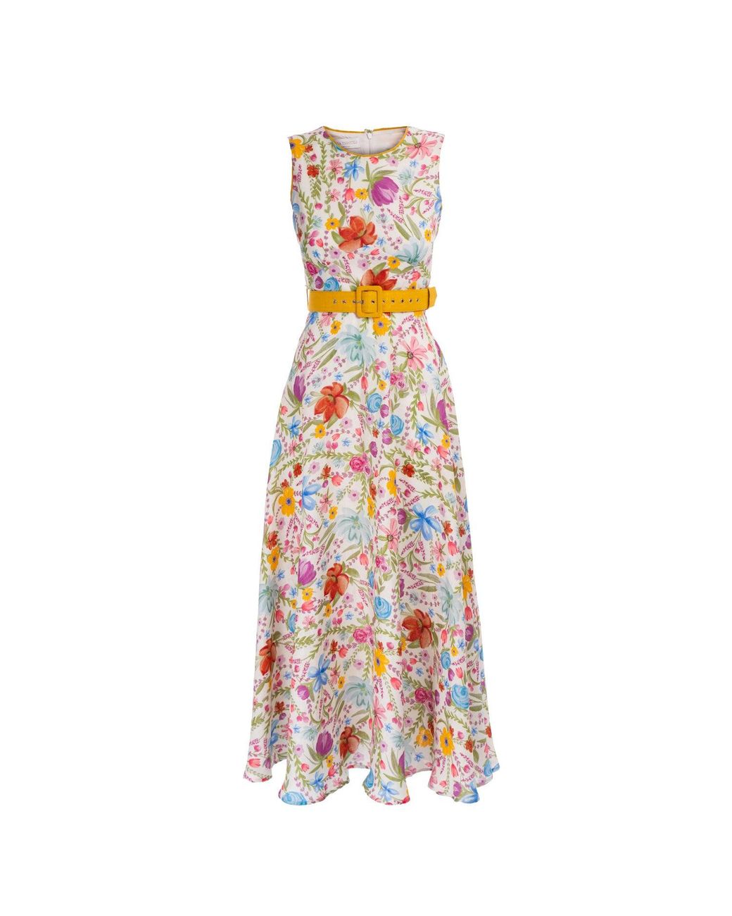 Sofia Tsereteli White Watercolour Garden Linen Dress