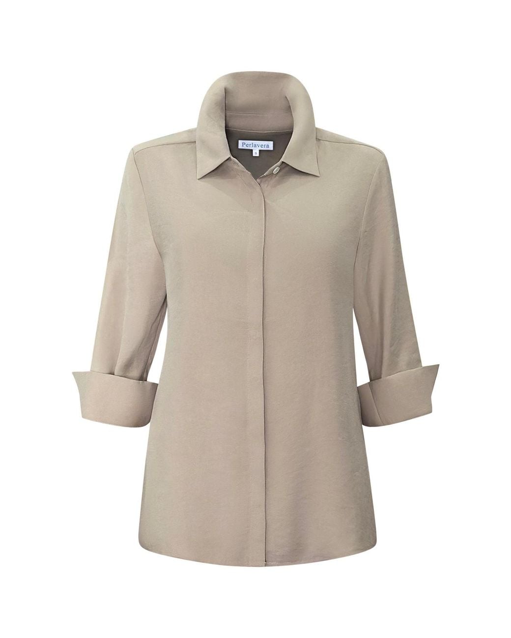 Perlavera Natural Neutrals Fiona Nude Three Quarter Sleeve Length Slim Fit Shirt