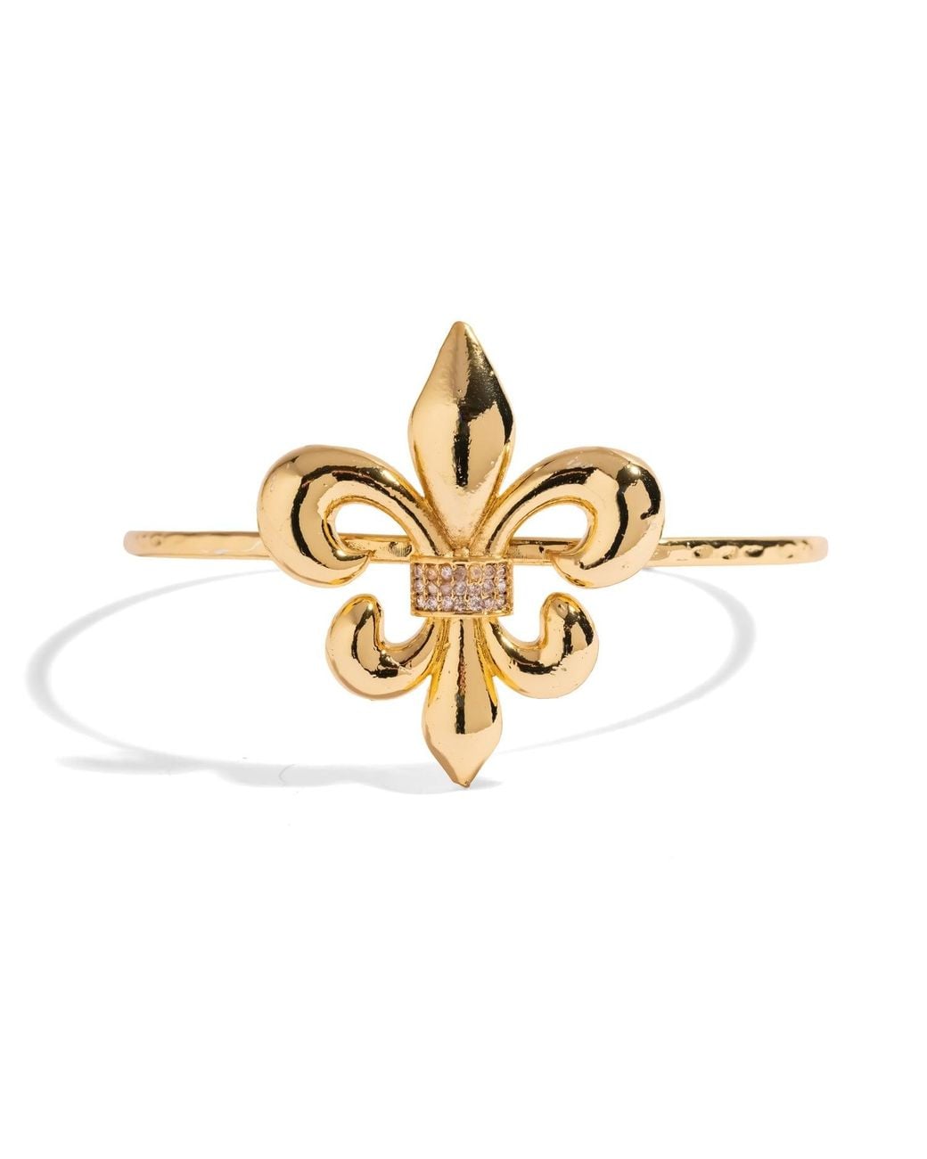 Ebru Jewelry Metallic Royal Fleur De Lis Crystal Cuff Bracelet