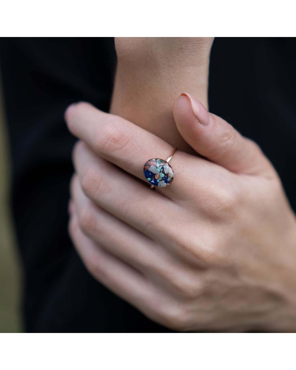 Kate Koel Blue Kaleidoscope Gemstone Cocktail Ring