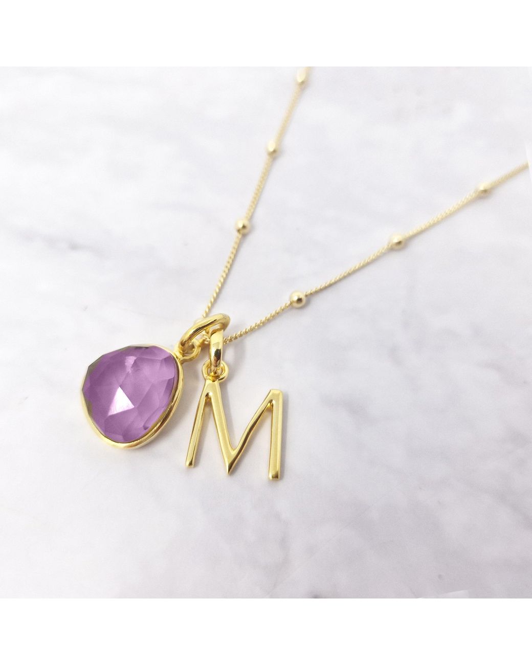 Sophelia Multicolor Plated Alexandrite June Birthstone Crystal Initial Necklace