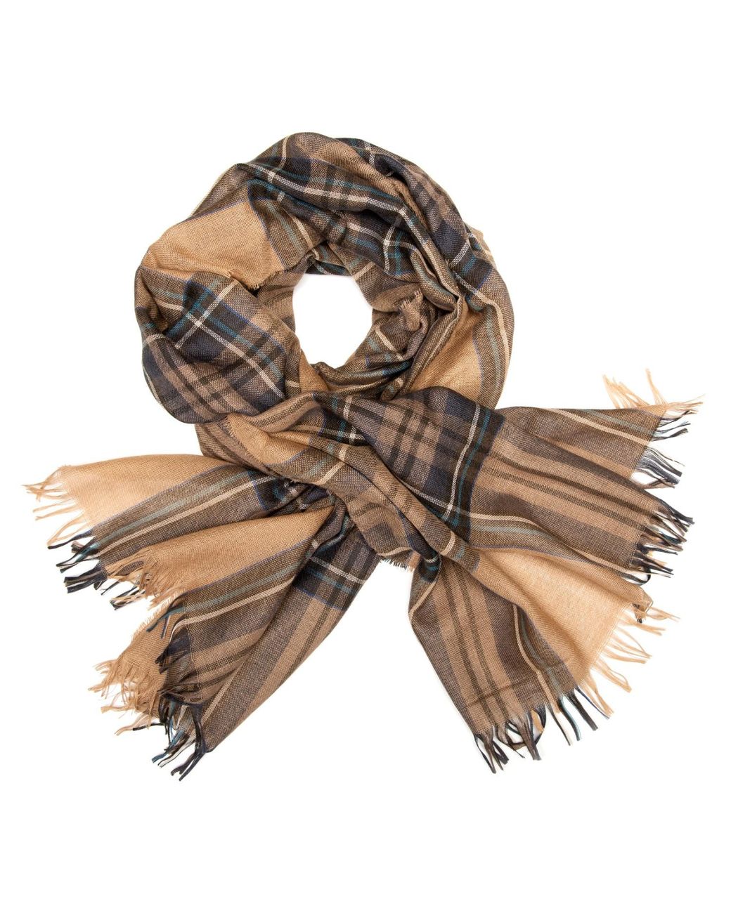 Kinalba Brown Weekender Camel Stewart Cashmere & Silk Scarf