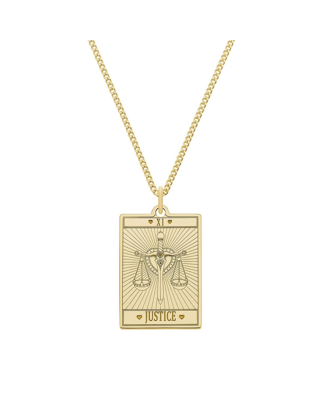 CarterGore Metallic Medium 9ct 375 Gold "justice" Tarot Card Necklace