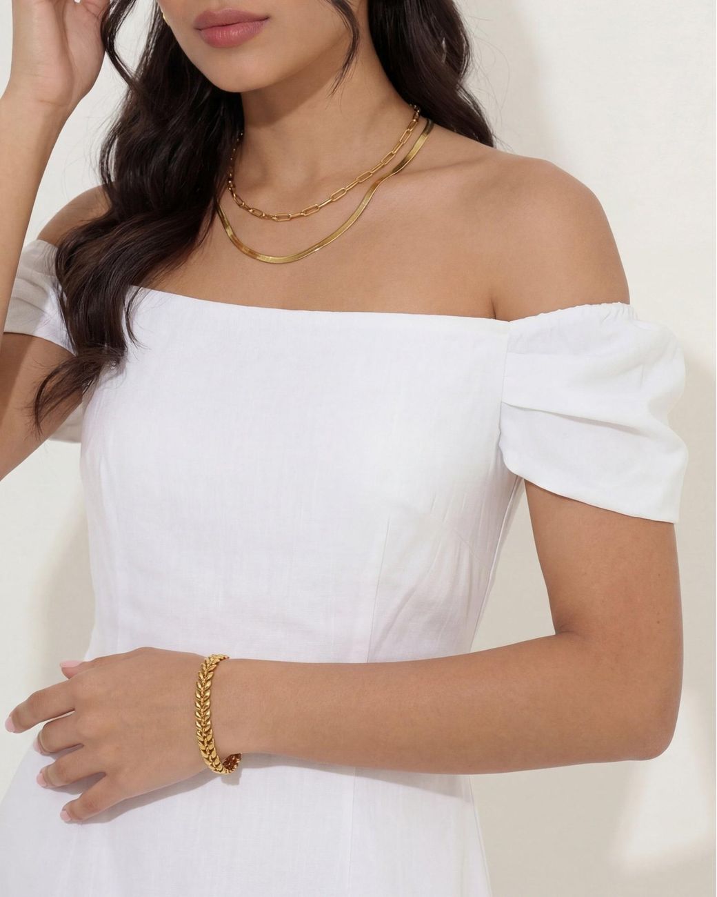 Elk & Bloom White Double Chain Set