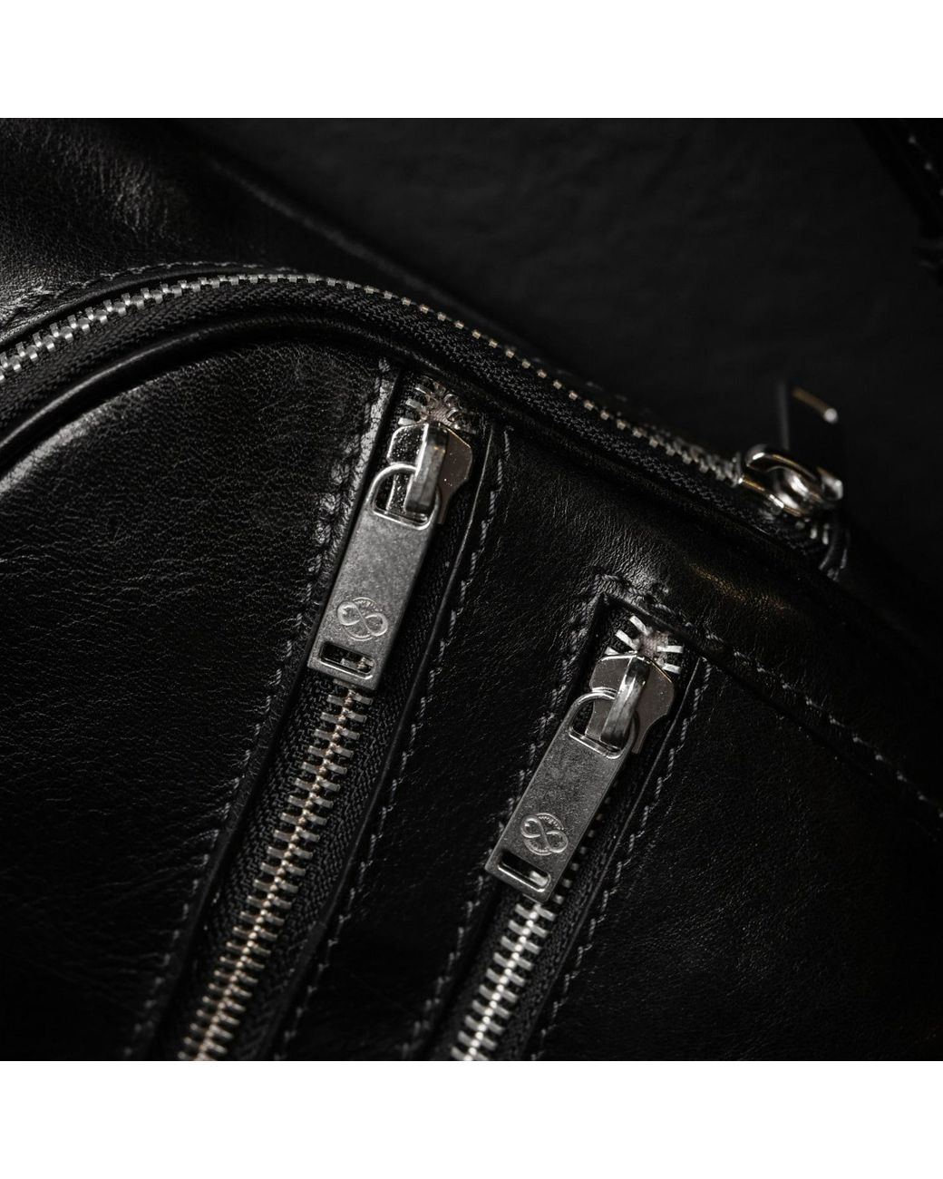 Time Resistance Black Leather Sling Bag for men
