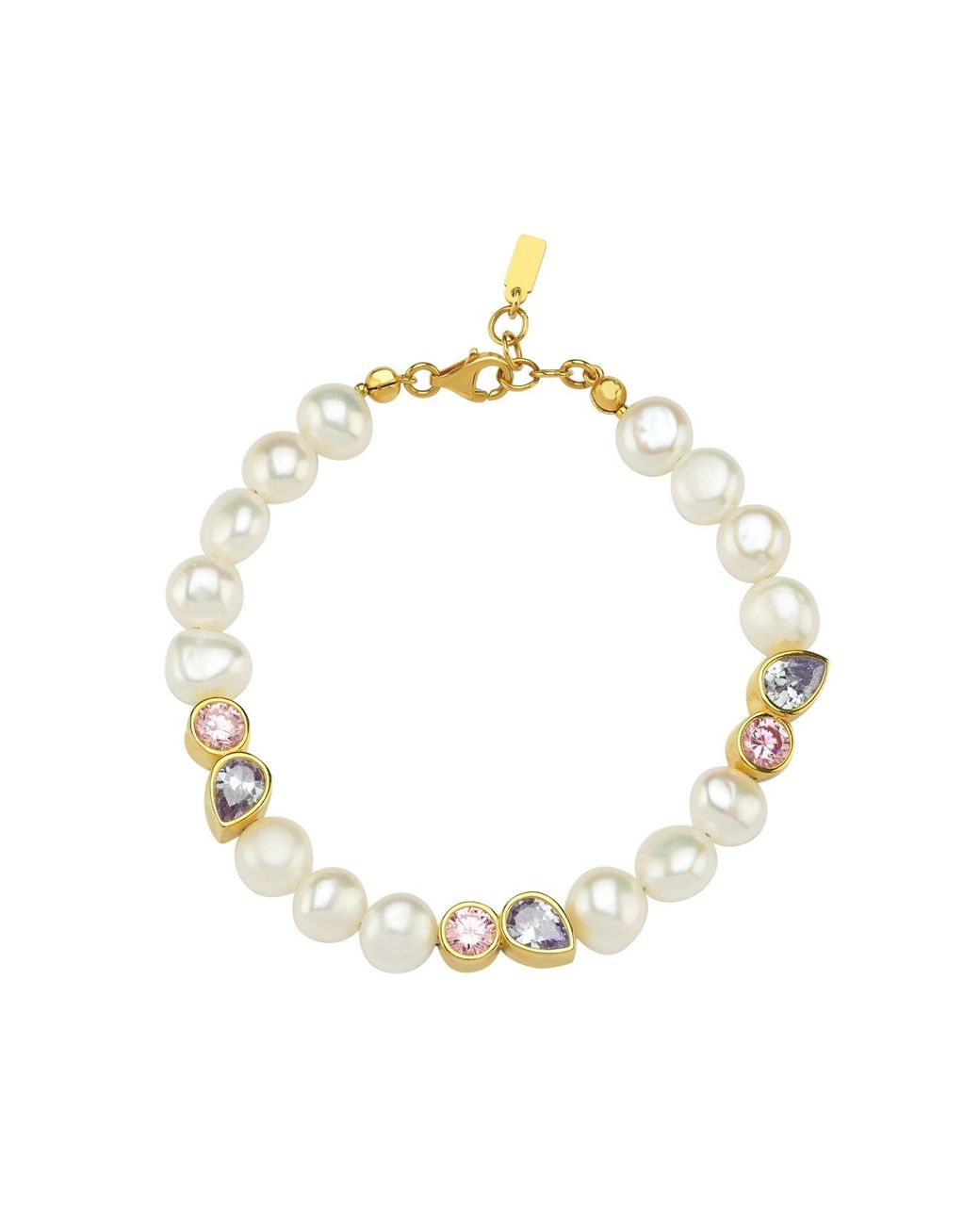 LINYA JEWELLERY Metallic Diana Colorful Stone Pearl Bracelet
