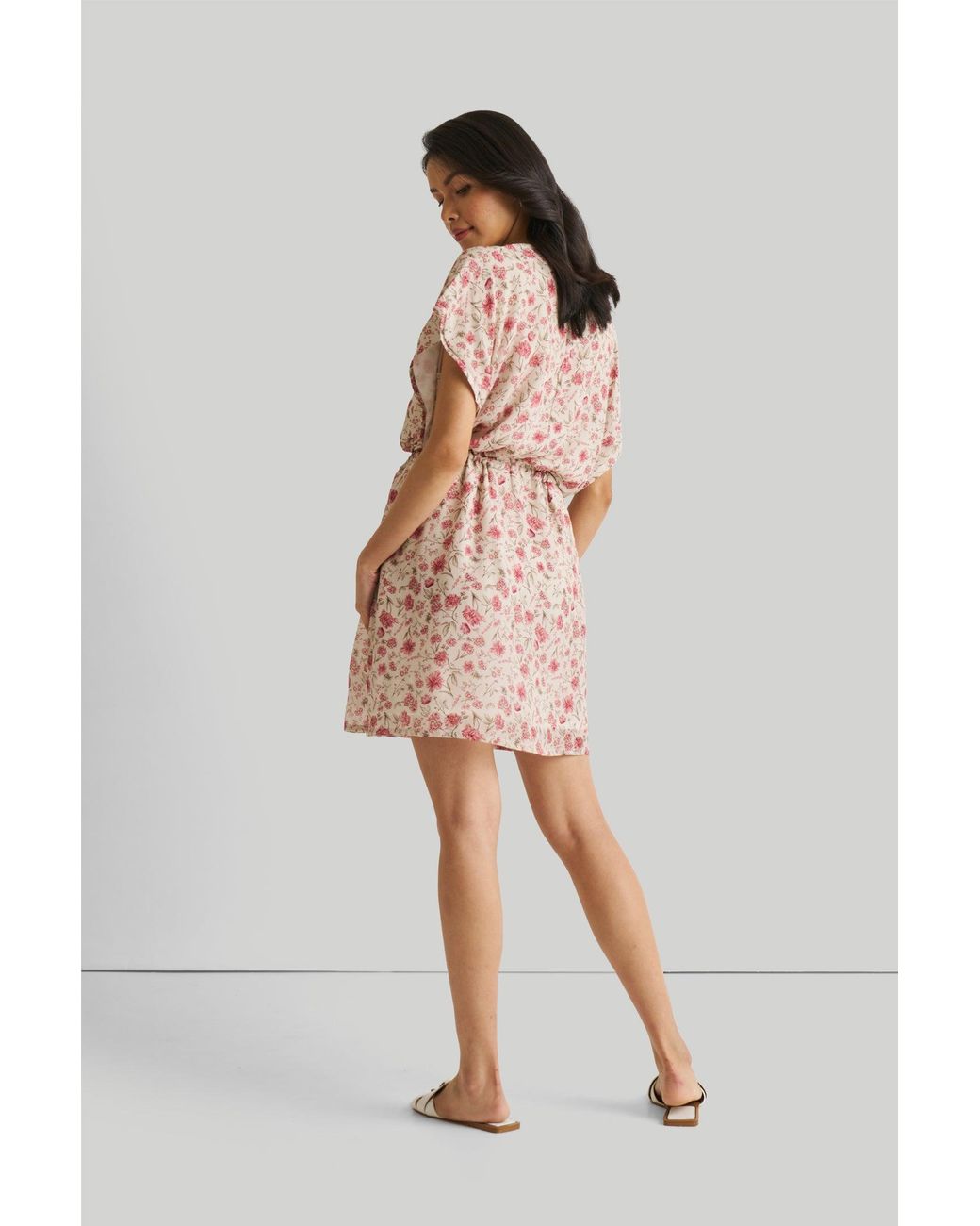REISTOR Purple Relaxed Drawstring Floral Dress