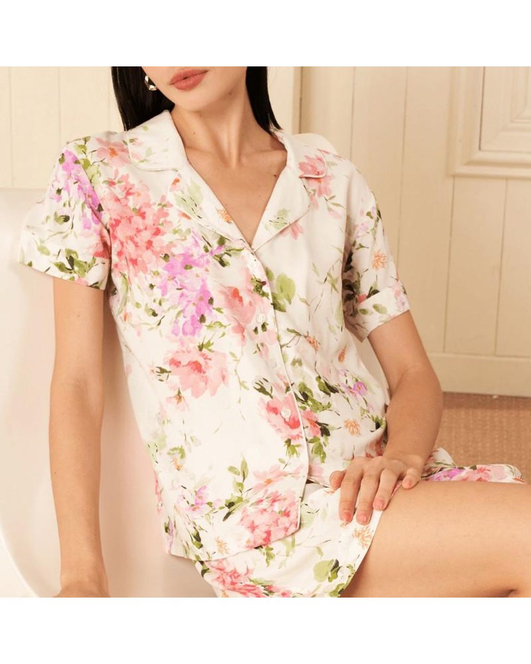 Yumi Kim Pink Beauty Rest Ivory Floral Pajama Set