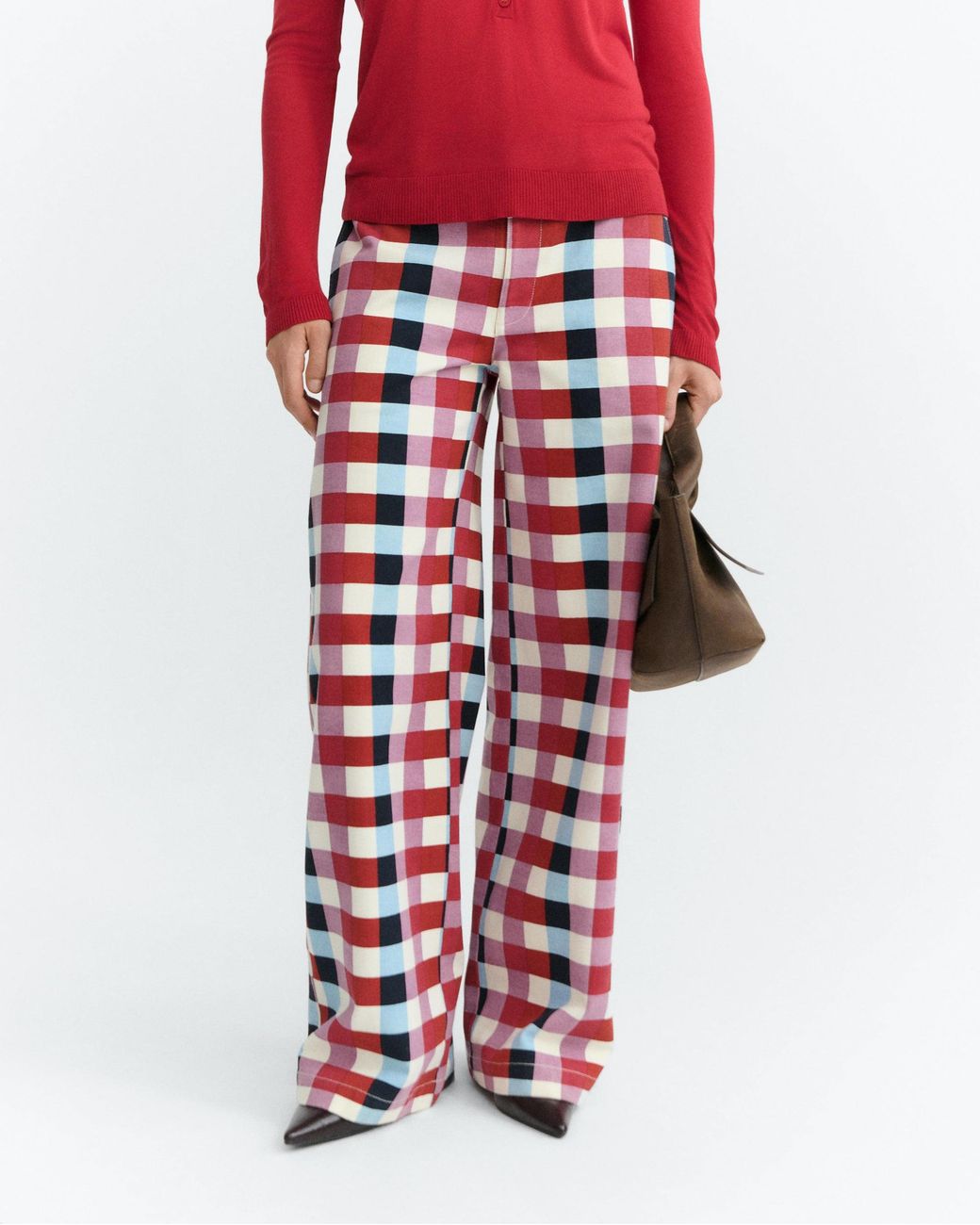 Thinking Mu Red Check Cheshire Serena Straight Trousers