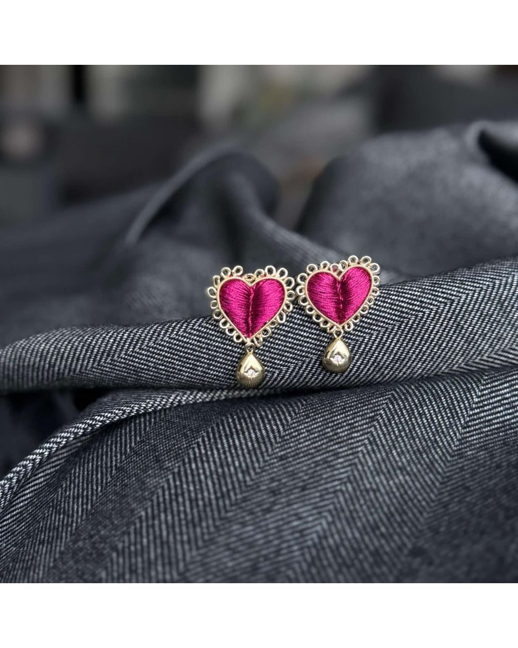 VETKA Purple Heart Stud Earrings- Heart Of Fire