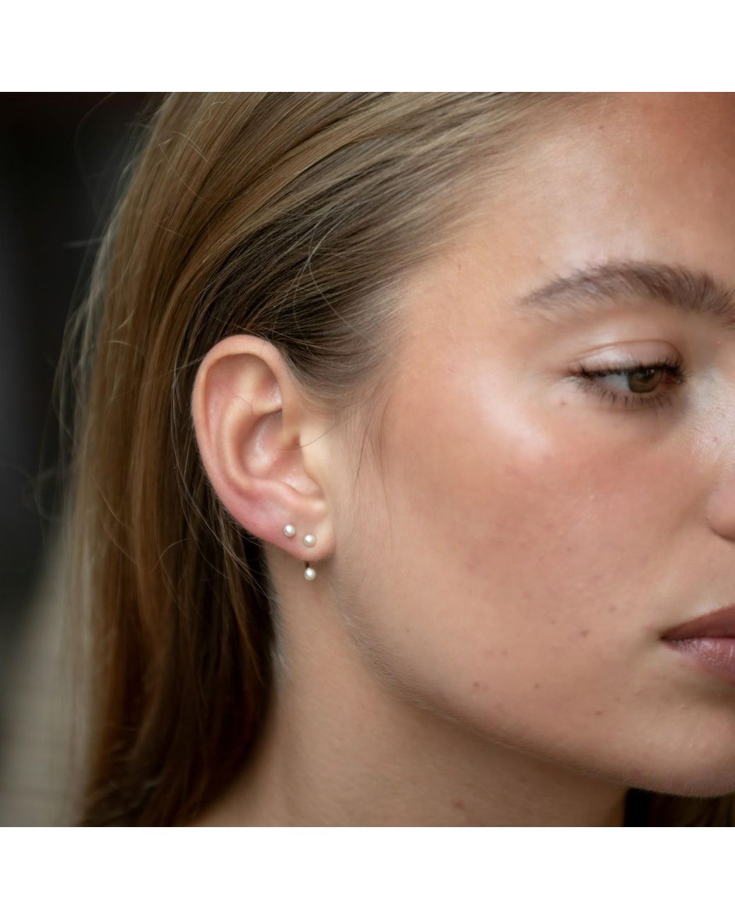 Scream Pretty Metallic Pearl Dot Ear Jacket Stud Earrings