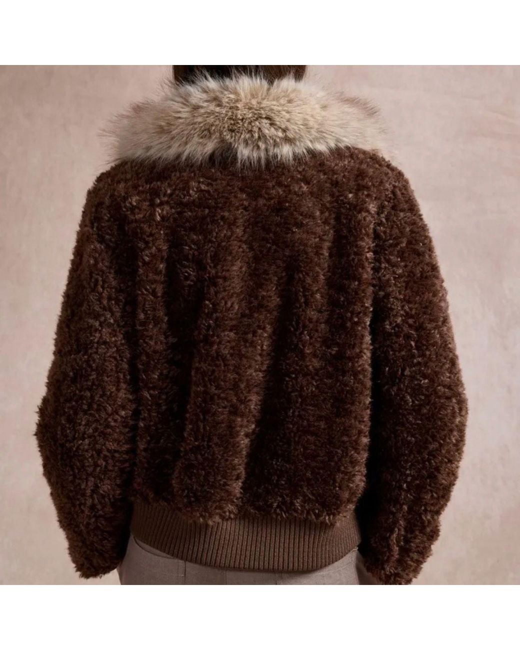 LAtelier London Brown Chocolate Teddy Jacket With Oversized Faux Fur Collar