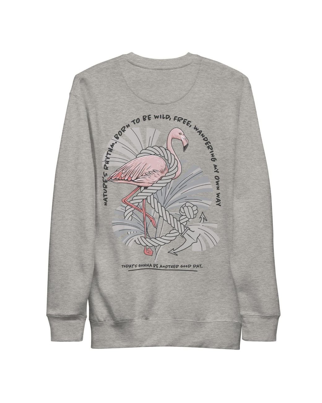 Anchor and Crew Gray Heather Flamingo Another Good Day Cotton Blend Sweatshirt for men