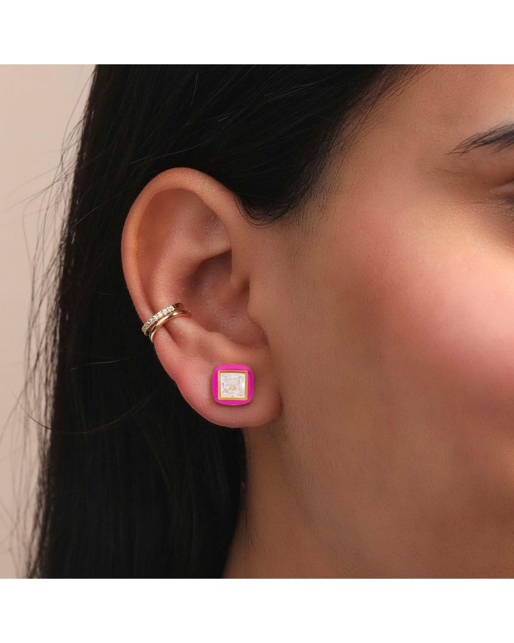 Preeti Sandhu Pink Enamel Studs