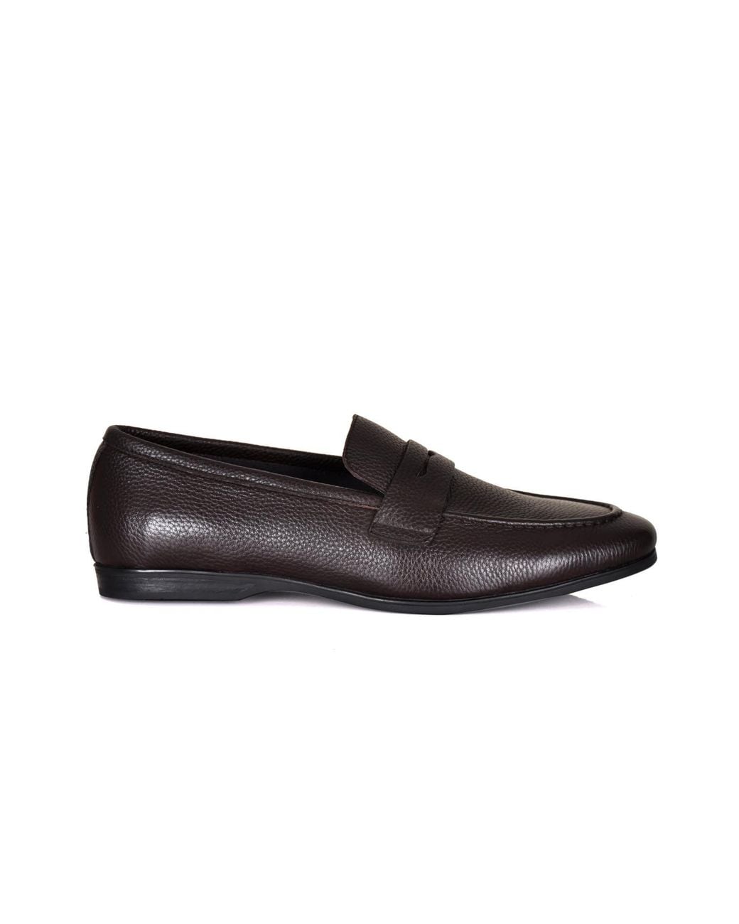 DAVID WEJ Brown Lorenzo Grained Leather Loafers for men
