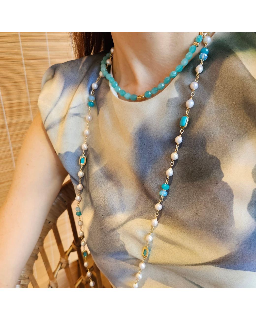 Farra Metallic Freshwater Pearls With Long Necklace