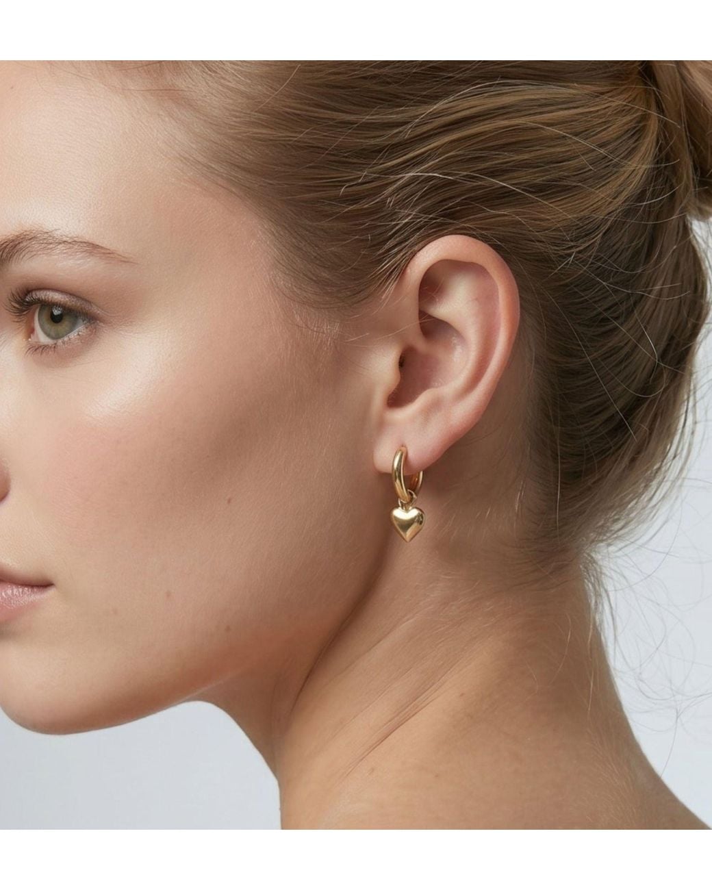 Uchi and Soto Metallic Kokoro Heart Drop Huggies Earrings