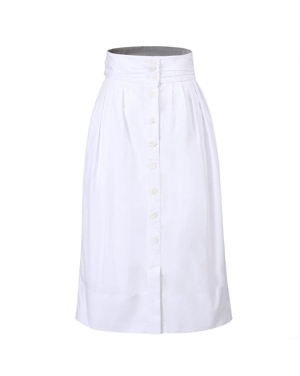 Smart and Joy White Buttoned Straight Skirt