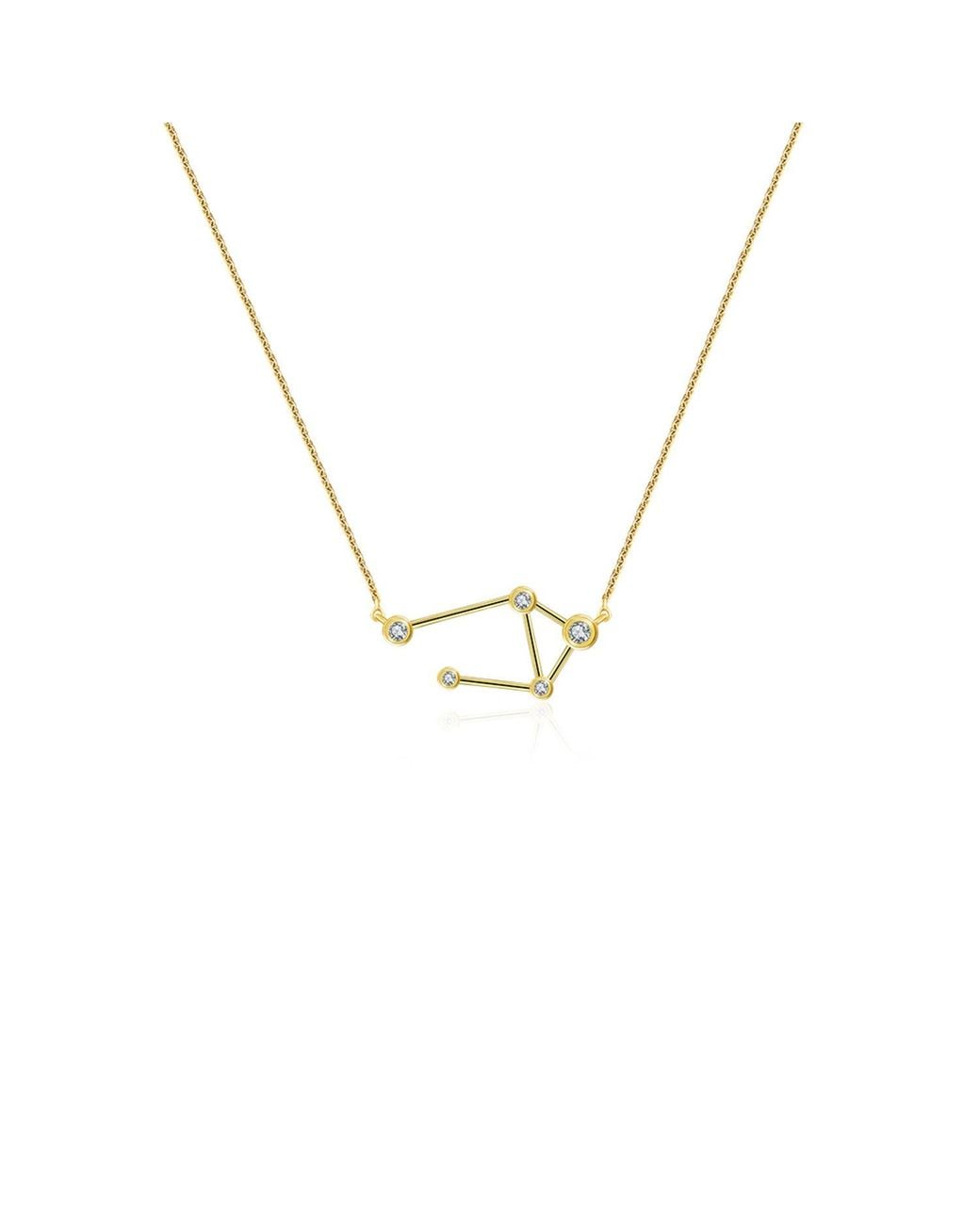 Genevieve Collection Metallic Libra Zodiac Constellation Necklace 18K & Diamond