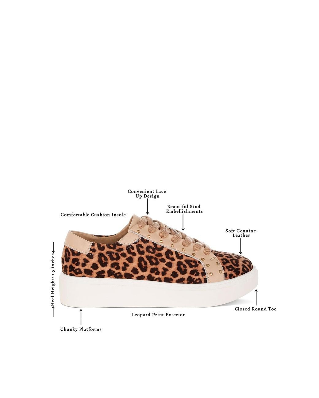 Rag & Co Brown Flippin Studded Leopard Print Chunky Sneakers