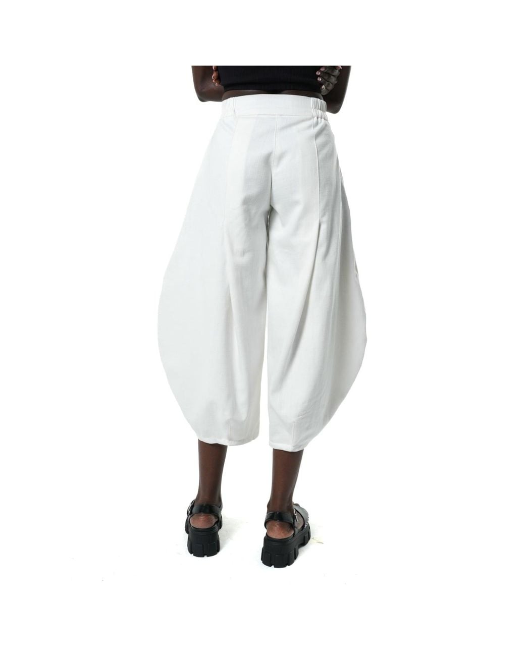 Metamorph White Voluminous Leg Denim Trousers