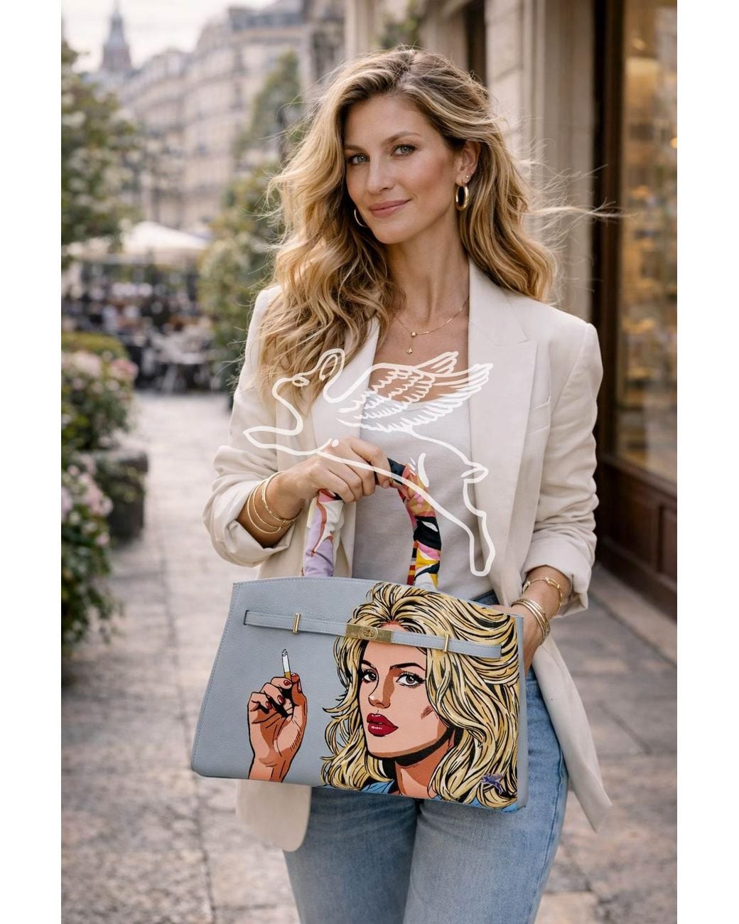 Maison Rubaiyat Blue Gisèle Hand-Painted Leather Tote Bag – Brigitte