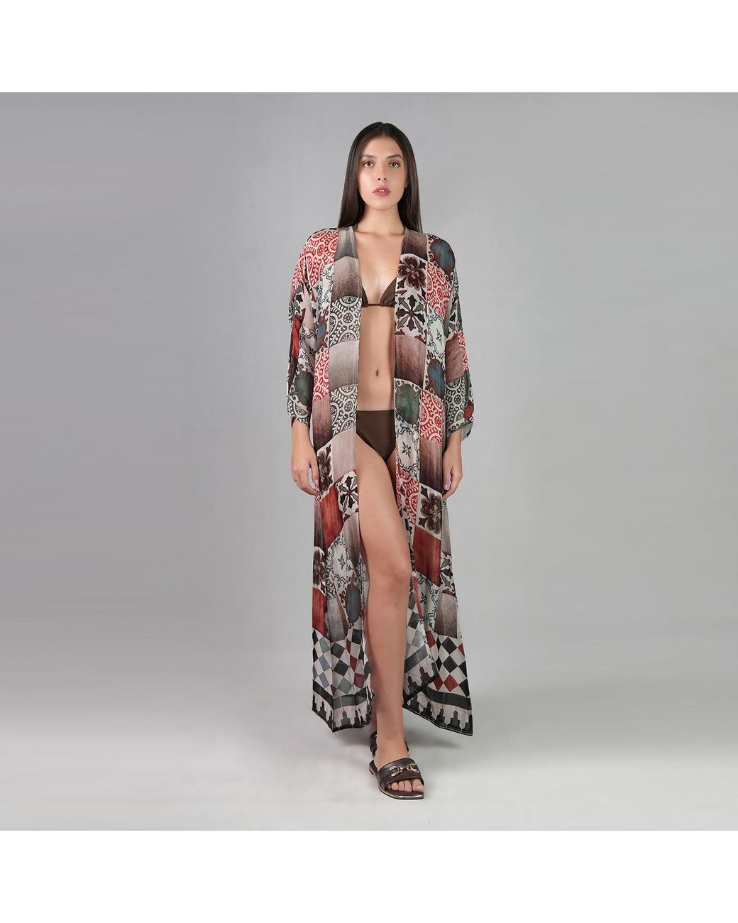 DHARA SHETH DUBAI Multicolor Celestial Tesserae Mosaic Print Kimono Dress