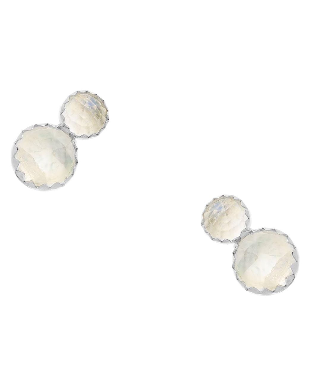 Heather Hawkins Jewelry Metallic Coupled Extra Tiny Moonstone Serrated Studs