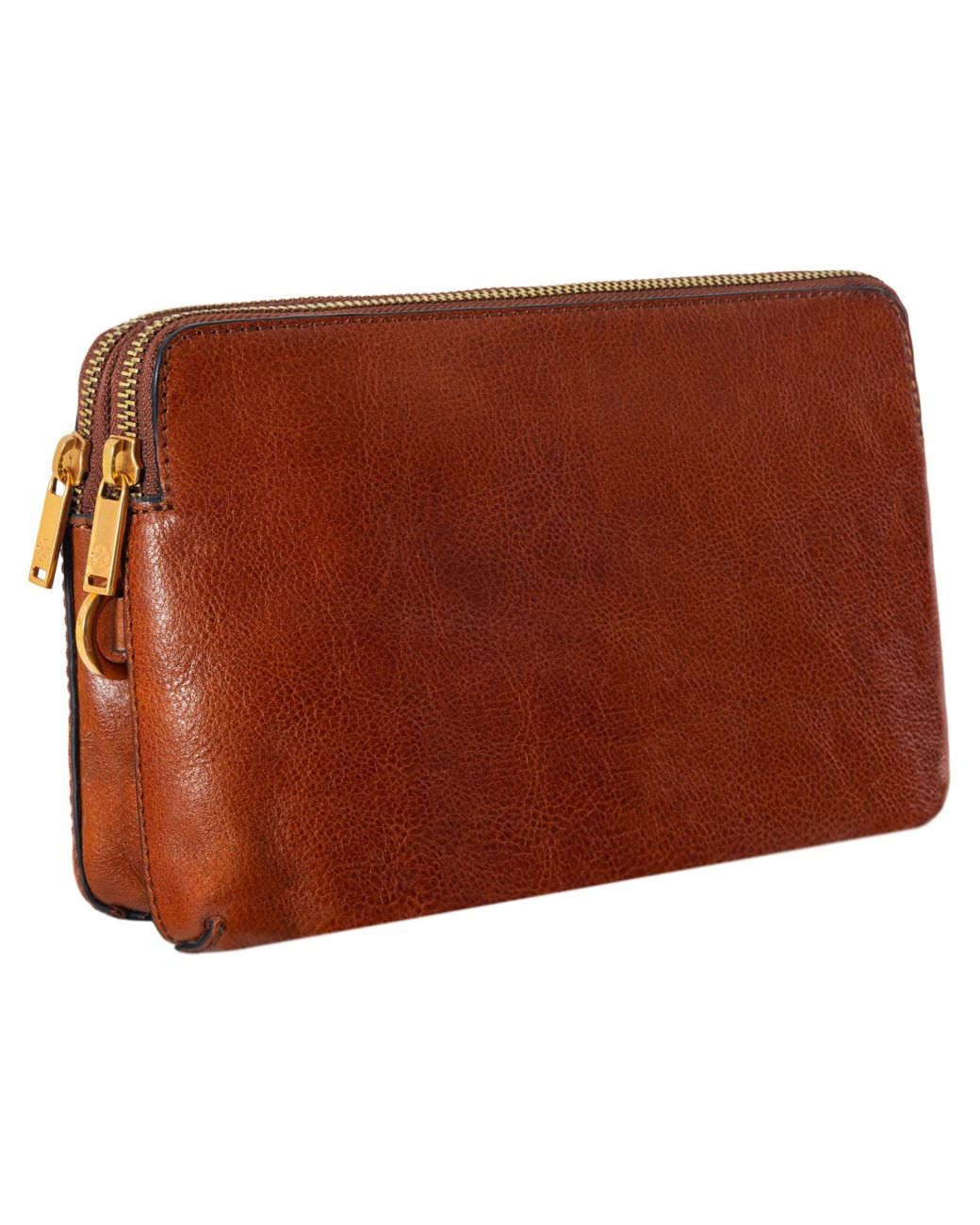 Time Resistance Brown Leather Clutch for men
